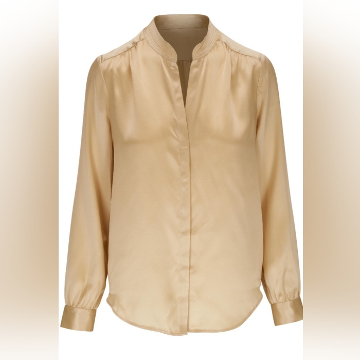 $375 Ivory L'agence Bianca Marzipan Silk V-Neck Blouse New With Tags Xl